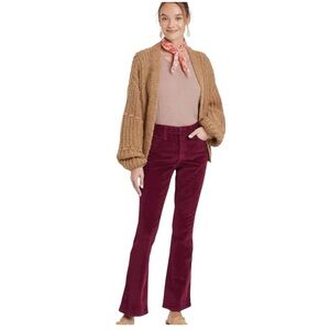 Women’s Universal Threads High rise Ankle Boot Burgundy Corduroy Size 6 Boho‎